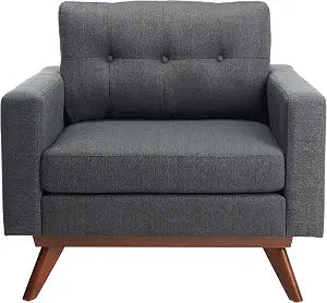 Safavieh Couture Home Gneiss Mid-Century Modern Slate Grey Linen Arm Chair