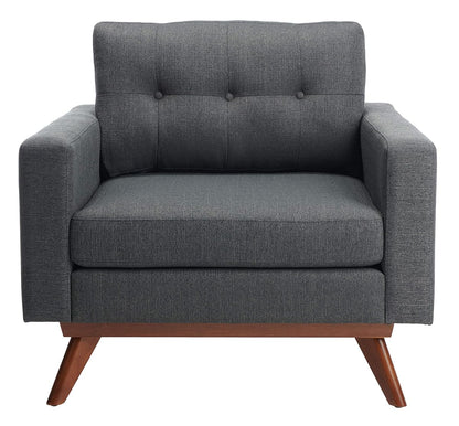 Safavieh Couture Home Gneiss Mid-Century Modern Slate Grey Linen Arm Chair