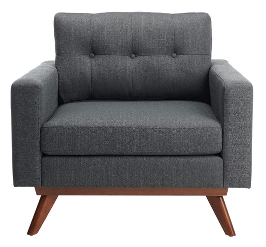 Safavieh Couture Home Gneiss Mid-Century Modern Slate Grey Linen Arm Chair