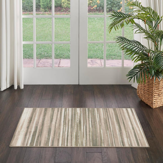 Home Jubilant Green Ivory 2' x 4' Area Rug - Easy Clean, Non Shedding, Bed Room, Living Room, Dining Room, Kitchen (2' x 4')