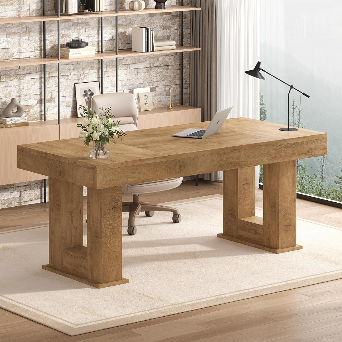 63 inch Rectangular Executive Desk with Spacious Desktop