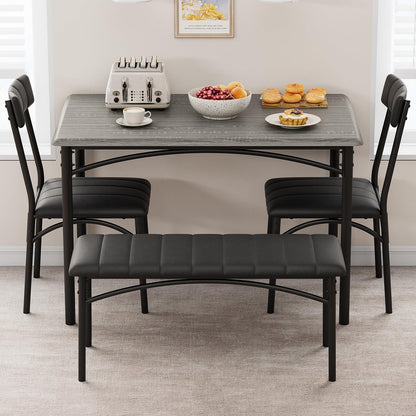 Dining Table Set for 2, Kitchen Table with Upholstered Chairs for 2, Small Dining Room Table Set, Square Kitchen Table Set for Small Space, Apartment, Home, Studio, Rustic Grey