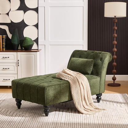 Rafaela Velvet Upholstered Chaise Lounge Chair Indoor with Lumbar Pillow