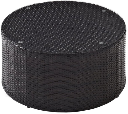Catalina All Weather Rattan Wicker Outdoor Round Coffee Table for Patio, Deck, Porch, Brown