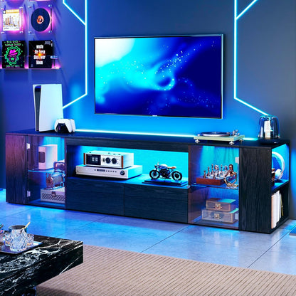 75 inch TV Stand, Entertainment Center with LED Light