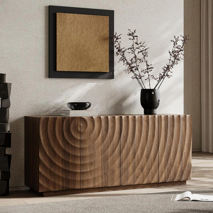 GDFStudio 59" Modern Buffet Cabinet with 3D Water Ripple Doors