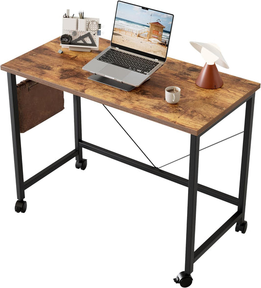 Rolling Computer Desk with Wheels, Gaming Desk for Small Spaces, Modern Simple Style Table for Home Office, Study Writing Table