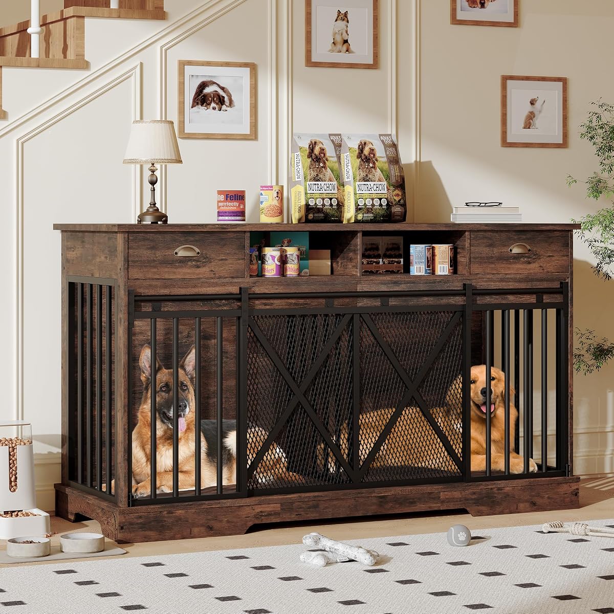 Dog Crate Furniture with Removable Divider