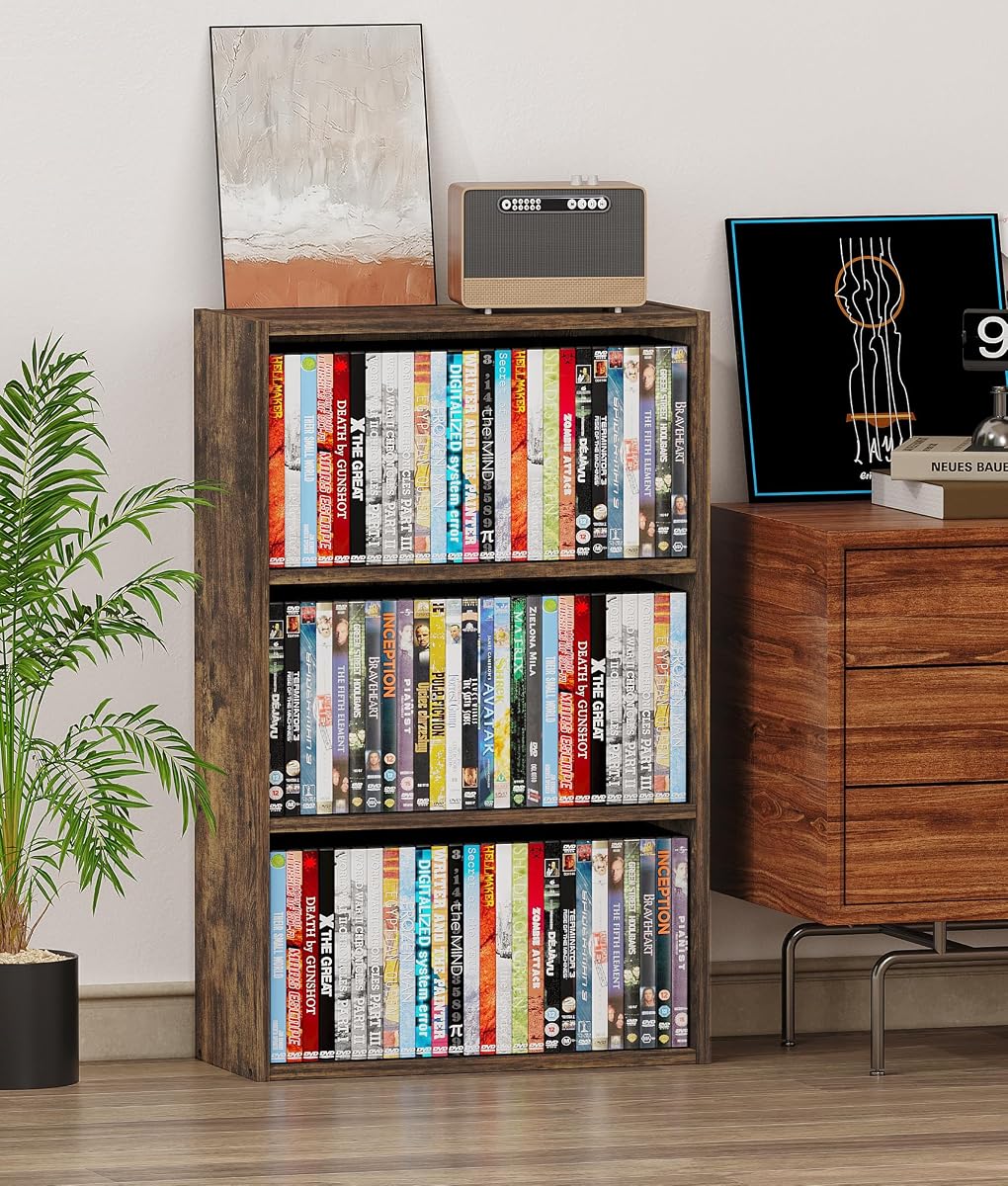 3 Tier DVD Storage Shelf, Media Storage Tower for CDs & Video Games