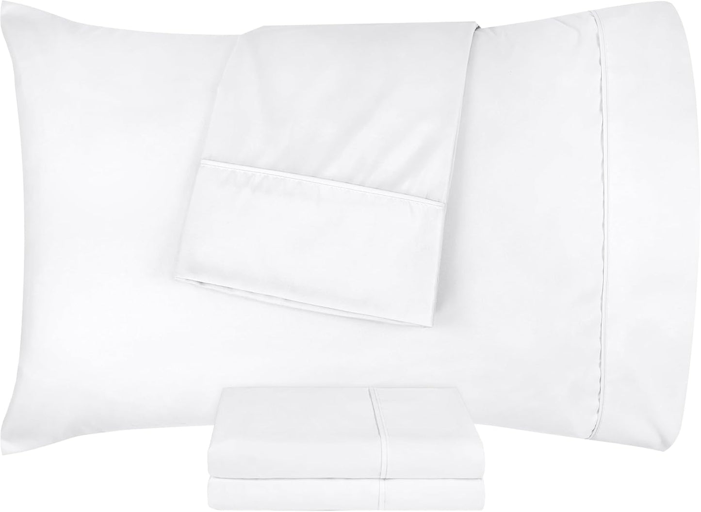 King Pillow Cases - 4 Pack - Envelope Closure - Soft Brushed Microfiber Fabric - Shrinkage and Fade Resistant Pillow Covers King Size 20 X 40 Inches (King, White)