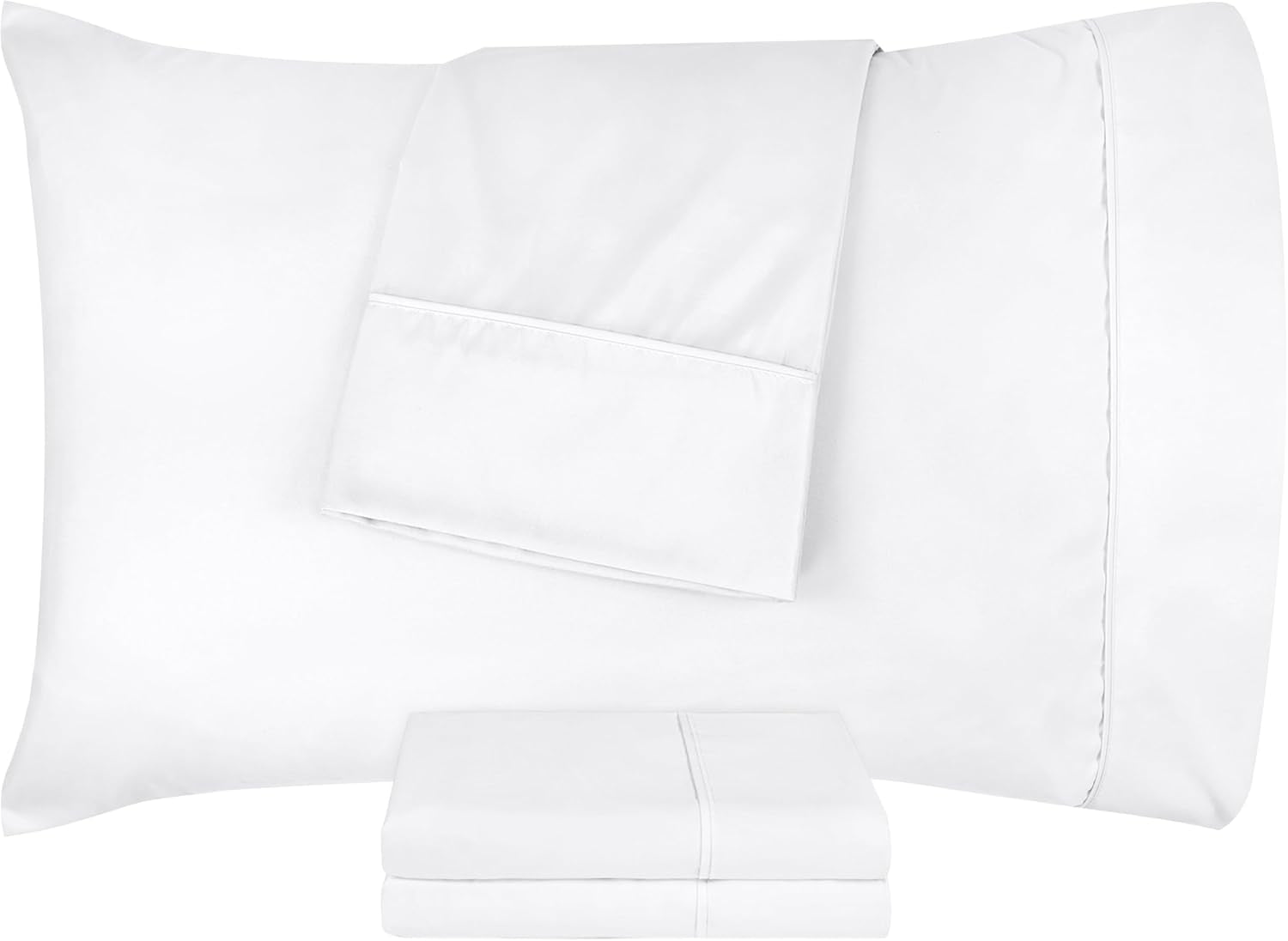 King Pillow Cases - 4 Pack - Envelope Closure - Soft Brushed Microfiber Fabric - Shrinkage and Fade Resistant Pillow Covers King Size 20 X 40 Inches (King, White)