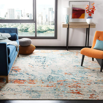 SAFAVIEH Madison Collection Area Rug - 9' x 12', Cream & Orange, Modern Abstract Design, Non-Shedding & Easy Care, Ideal for High Traffic Areas in Living Room, Bedroom (MAD478B)