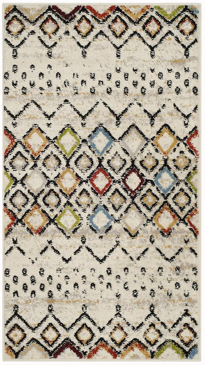SAFAVIEH Amsterdam Collection Accent Rug - 2'3" x 4', Ivory & Multi, Moroccan Boho Design, Non-Shedding & Easy Care, Ideal for High Traffic Areas in Entryway, Living Room, Bedroom (AMS108K)