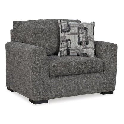 Signature Design by Ashley Gardiner Modern Upholstered Oversized Chair with 1 Throw Pillow, Gray