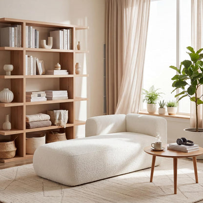 Boucle Upholstered Left Facing Chaise Lounge Indoor for Living Room Bedroom