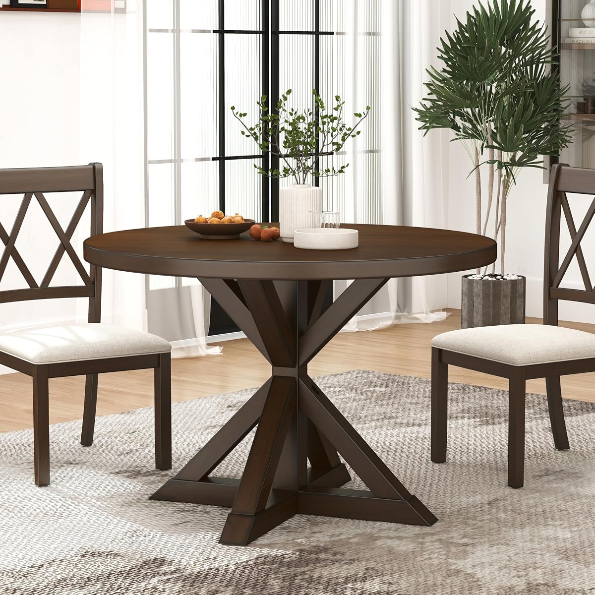 Windvale Cross-Buck Base Dining Table, Espresso