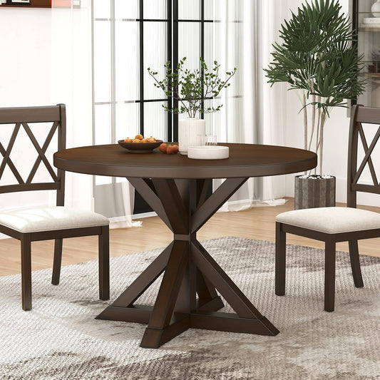Windvale Cross-Buck Base Dining Table, Espresso