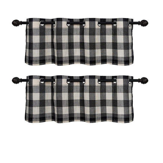 Creativesfun 2 Pcs Checks Line Up Set Farmhouse Faux Linen Look Buffalo Plaid