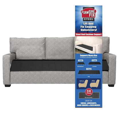 Furniture Fix Steel for Chair, Sofa, Loveseat, Mattress, or Couch-Cushion Support, Supercomfortable Nonslip Adjustable Seat Support, Extend Furniture Life, (66 x 22) Inches Deep (Black)