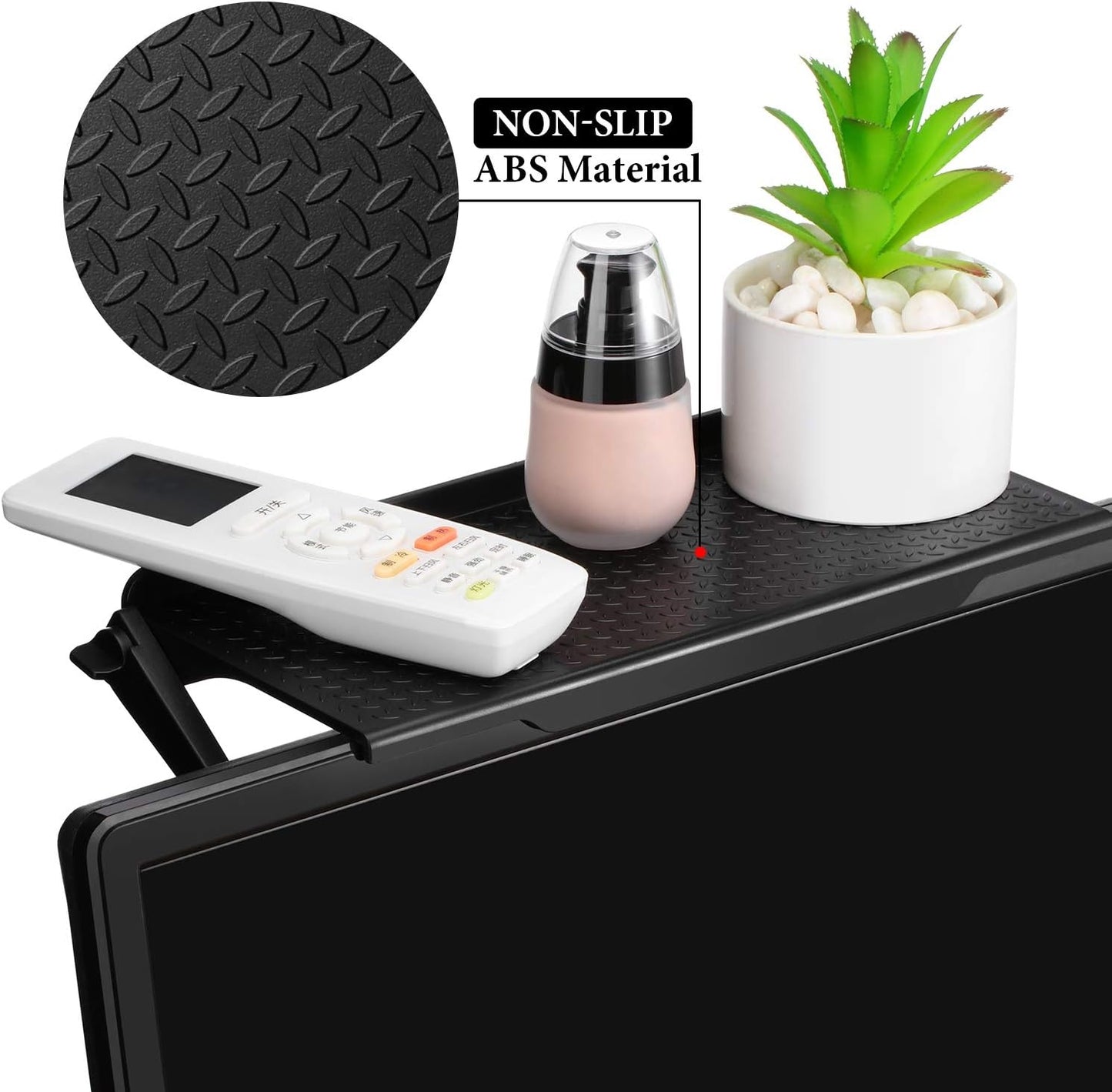 2 Pieces TV Top Shelf Adjustable Screen Shelf TV Monitor Top Bracket for Cellphone Stand, Media Boxes, Game Console, Router and Home(11.8 X 4.7 Inch,Black)