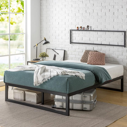 Abel Metal Platform Bed Frame / Mattress Foundation with Steel Slat Support /