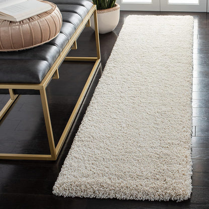 SAFAVIEH Milan Shag Collection Runner Rug - 2' x 6', Ivory, Solid Design, Non-Shedding & Easy to Clean, Plush Thick Pile, Ideal for Hallway, Foyer, Bedroom (SG180-1212)