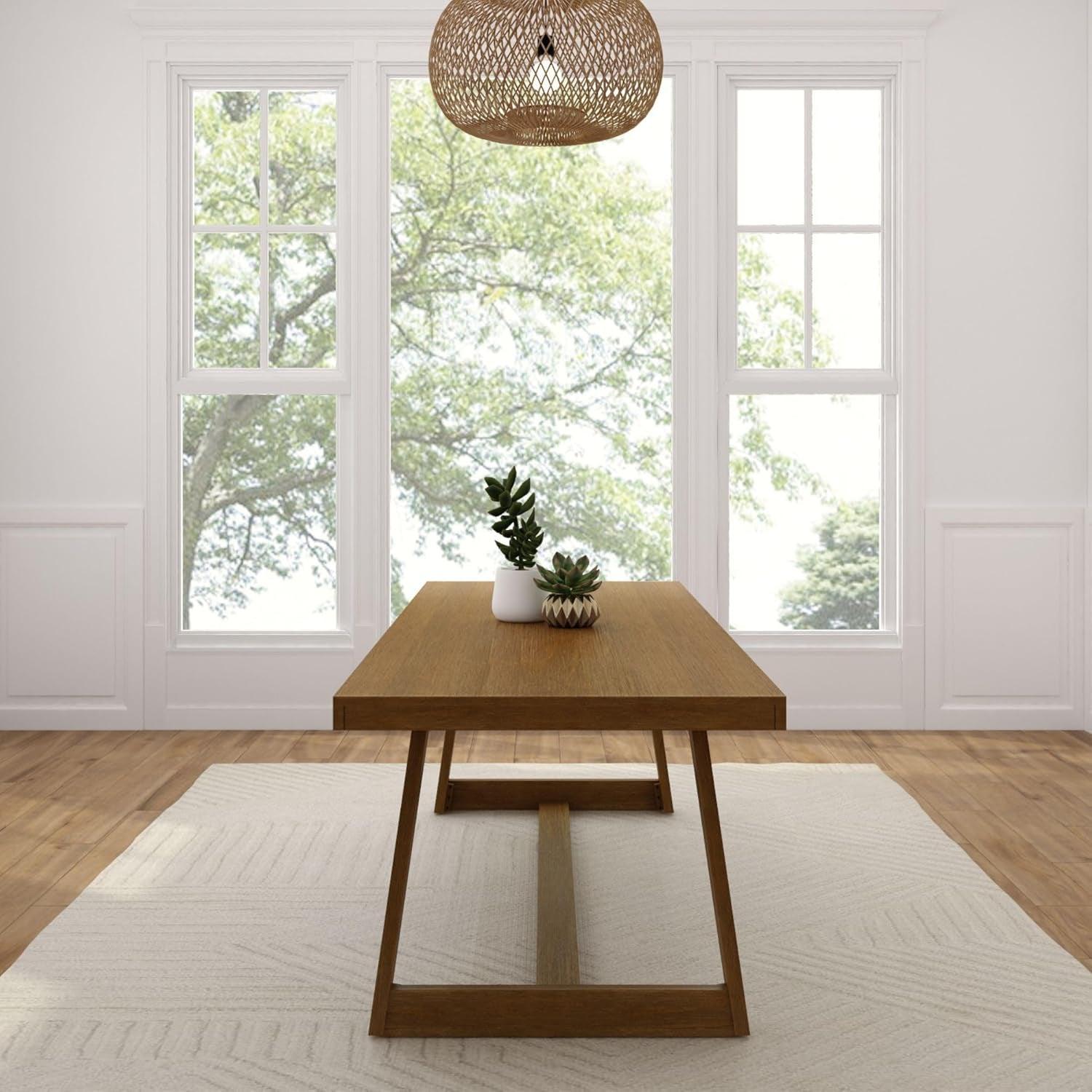 Classic Rectangular Dining Room Table (94In / 2380Mm), Pecan Wirebrush