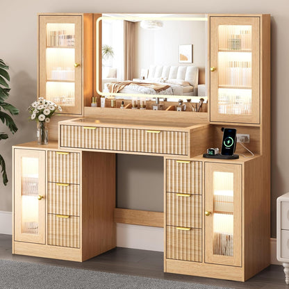 55" Vanity Desk with Mirror & Lights