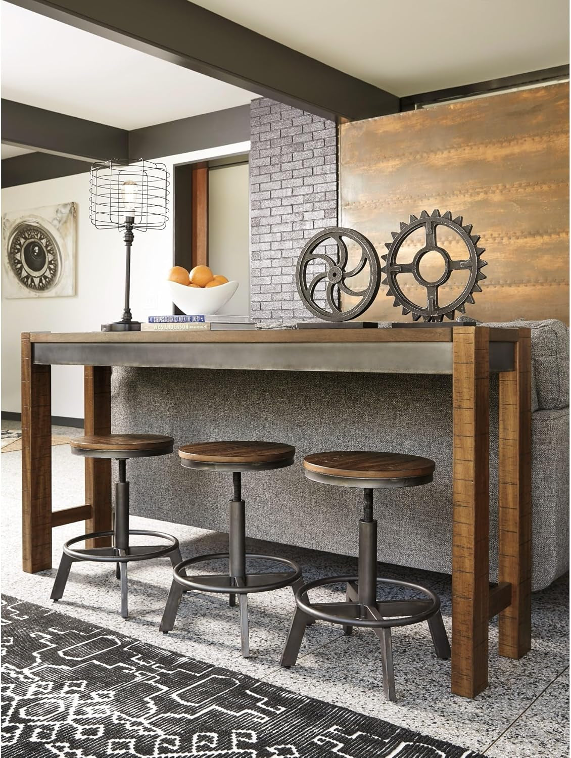 Furniture Torjin Urban Counter Height Dining Room Table, Two-Tone Brown