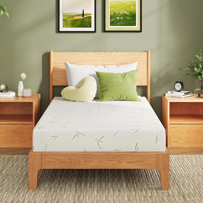 EGOHOME 8 Inch Twin Mattress Medium Firm, Green Tea Memory Foam Mattress