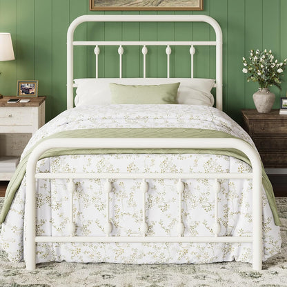 Off White Twin Metal Platform Bed