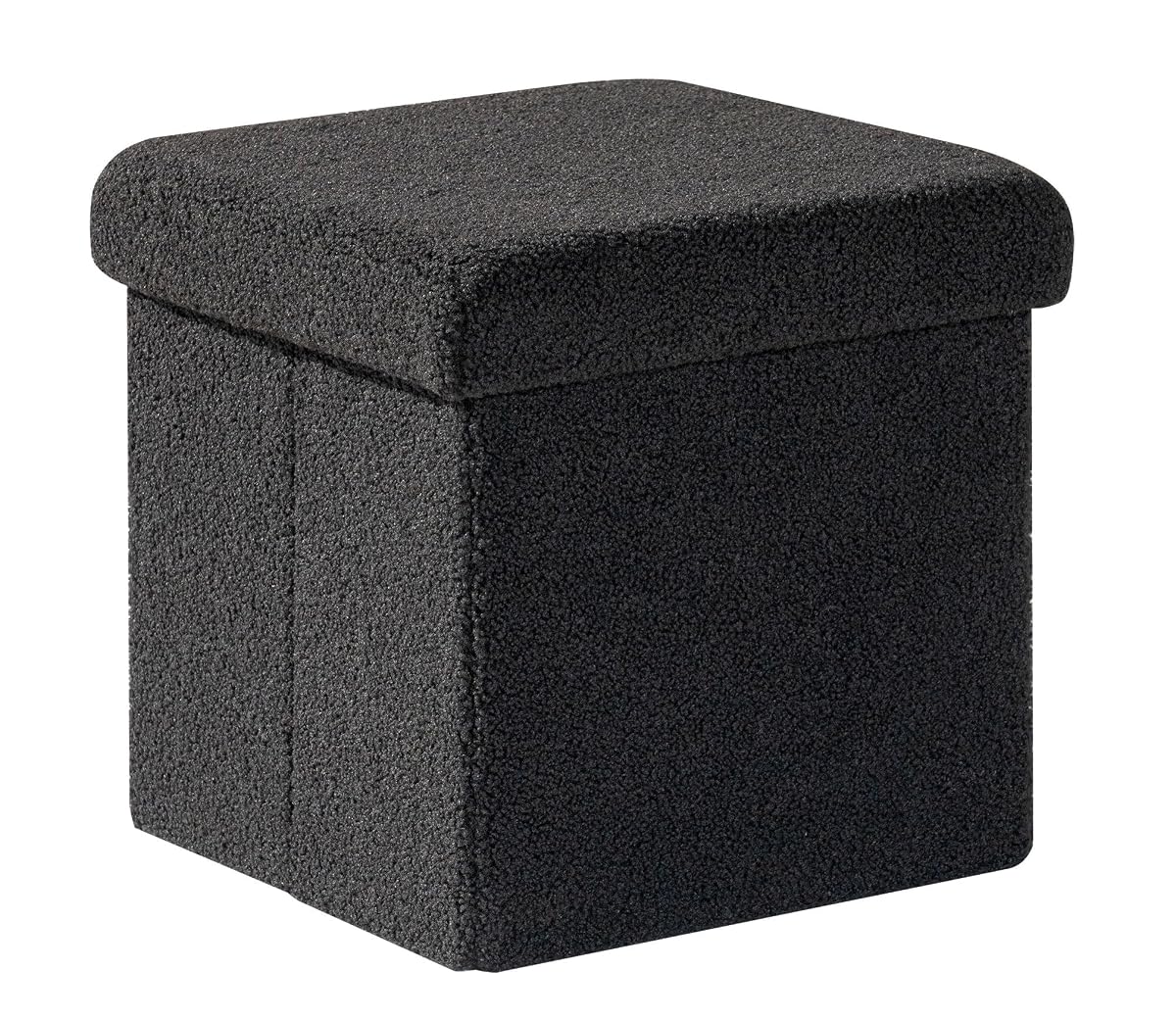 Storage Ottoman Cube Square Shaped Ottomans with Storage Foot Stool Footrest for Lving Room Boucle Ottoman Seat for Dorm Room,Faux Teddy Fur Black,12.6"x12.6"x12.6"
