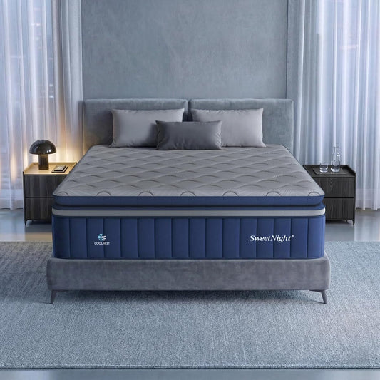 CoolNest Hybrid King Size Mattress 14 Inch, Cooling Pillow Top