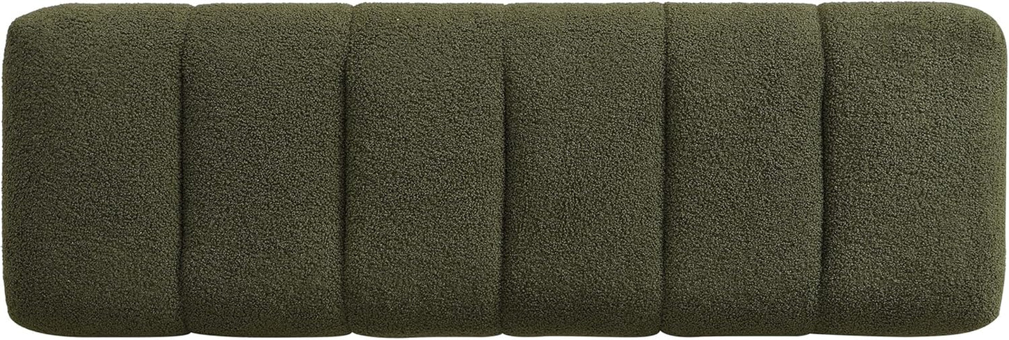 Manila 50" Boucle Fabric Dining Bench, Rectangular Upholstery Ottoman Bench, Bedroom End of Bed Footstool, Living Room Extra Seat Footrest, No Assembly Needed, Jungle Green