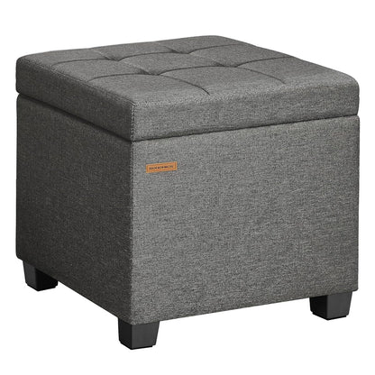 SONGMICS Square Storage Ottoman, Foot Stool Footrest with Legs, Ottoman Cube with Hinged Lid, for Living Room, Bedroom, 16.9 x 16.9 x 18.1 Inches, Linen-Look Fabric, Slate Gray ULOM509GN01