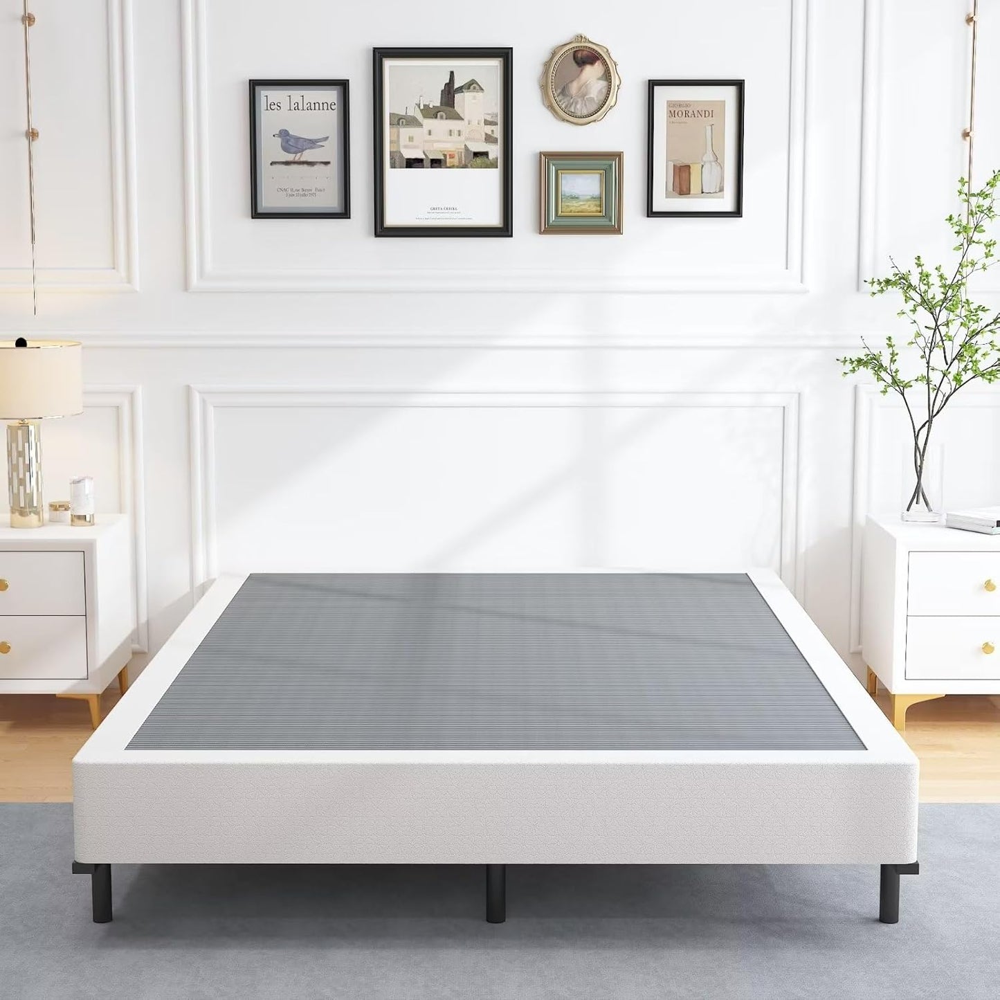 Box Springs King Size 9 Inch, Heavy Duty Metal Frame Mattress Foundation with Easy Clean Cover, Noise Free, Easy Assembly