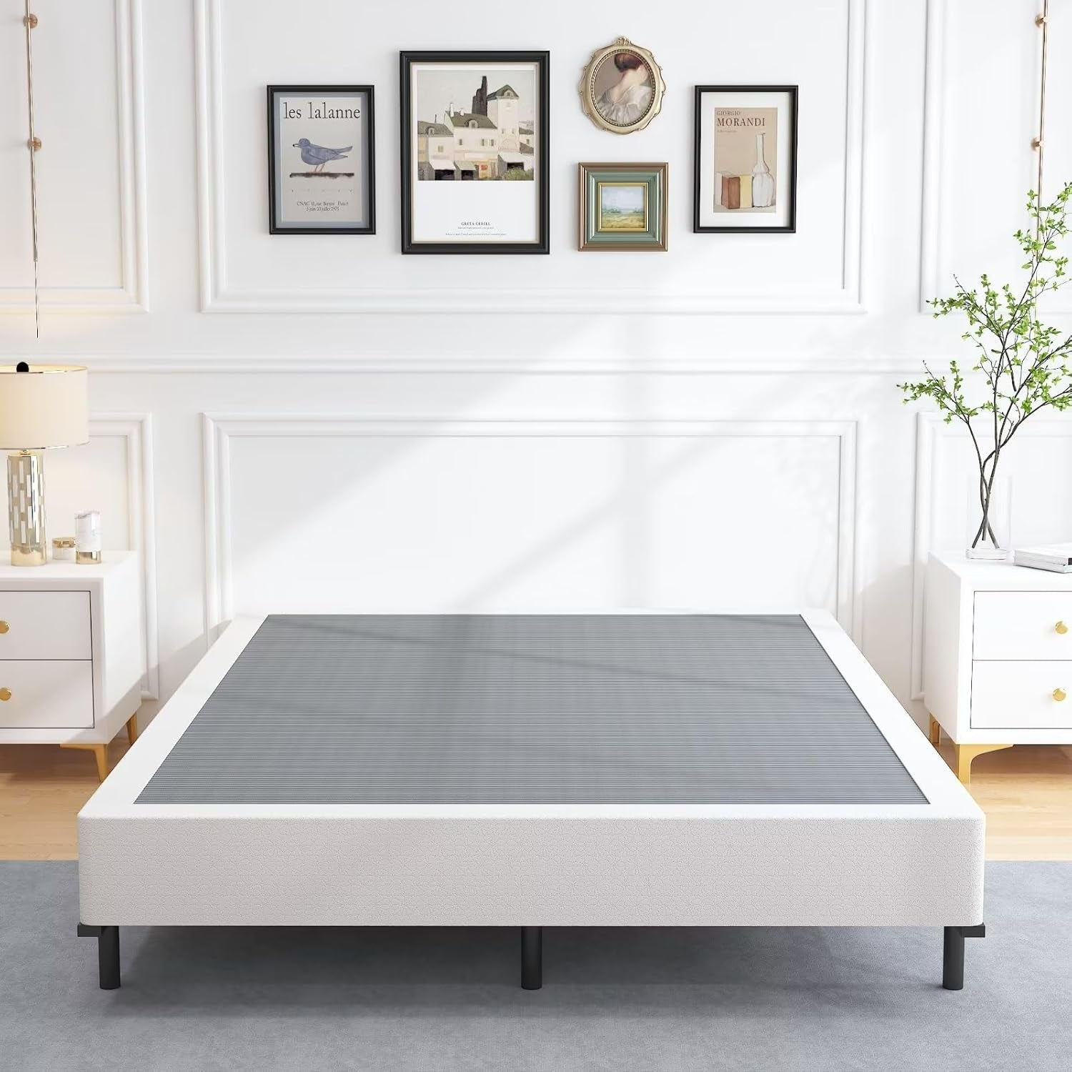 Box Springs King Size 9 Inch, Heavy Duty Metal Frame Mattress Foundation with Easy Clean Cover, Noise Free, Easy Assembly