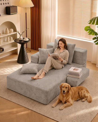 79.5" Oversized Boneless Chaise Lounge, Chaise Lounge Chair Indoor, Grey