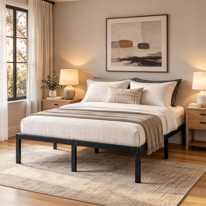 Full Bed Frame, 14 Inch Heavy Duty Metal Platform Bed Frame