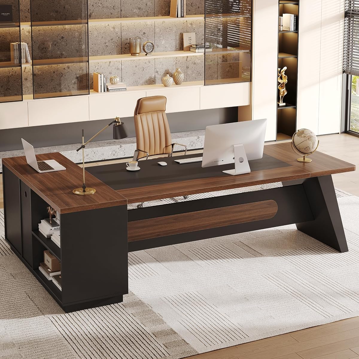 78.7" L-Shaped Executive Desk, Extra Large Home Office Desk