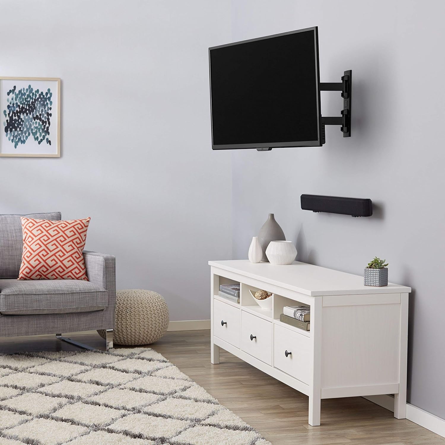 Full Motion Articulating TV Wall Mount, with Swivel and Tilt, for 26" to 55" Tvs and Flat Panels up to 80 Lbs, VESA Compatible, Black