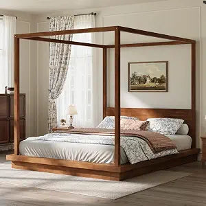 VilroCaz King Size 4-Poster Canopy Platform Bed with Headboard, view 2