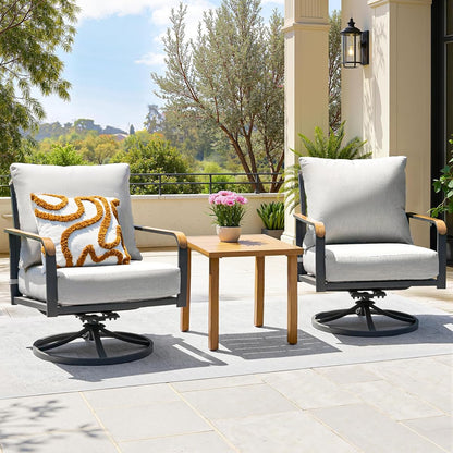 Outdoor Bistro Set,3 Piece Swivel Glider Rocking Chairs Patio Conversation Furniture Set with 2 Rockers,Metal Table,6" Thick Cushions for Backyard, Porch,Balcony,350lbs