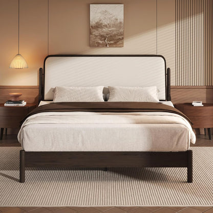 Queen Bed Frame with Upholstered Headboard