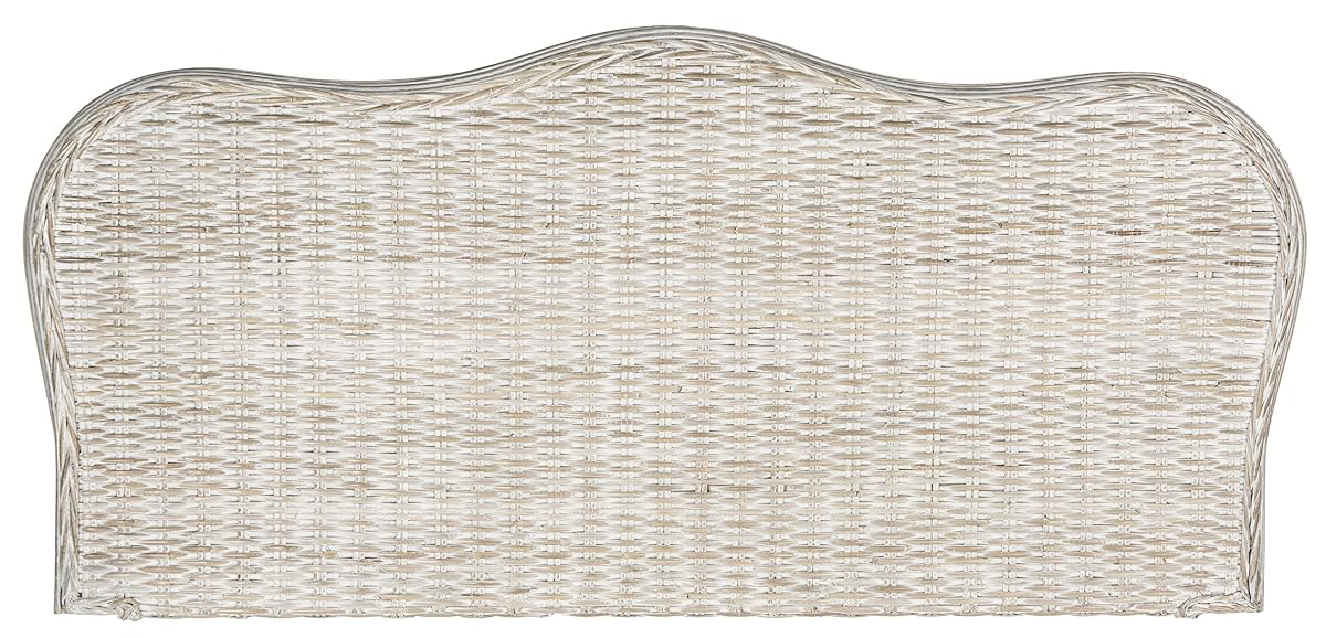 SAFAVIEH Furniture - Imelda Rattan Full Headboard - White-Washed - Rattan - Coastal Woven Design - Ideal for Bedroom (SEA8027B-F)