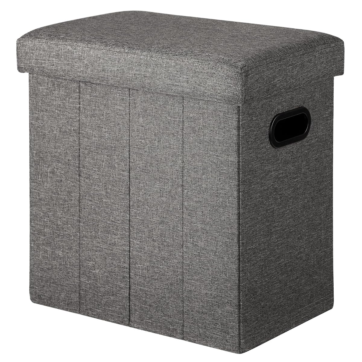 Ottoman with Storage Collapsible Fabric - Footrest Foot Stool for Room, Slim Tall Folding Ottoman Furniture with Handles Lid Toy Chest Linen - Gray - 16.5x16.5x10.6in