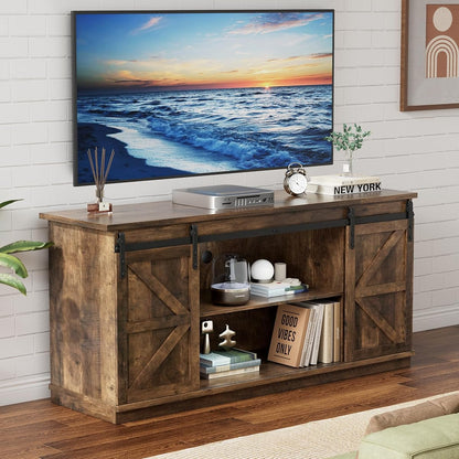 58" TV Stand for TVs up to 65", Sliding Barn Doors, Barnwood