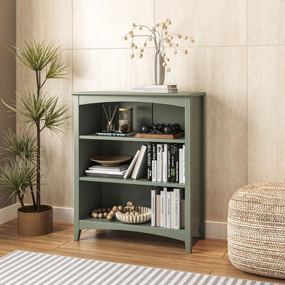 Shaker Style Solid Wood Bookcase - Sage Green Finish - 36" H