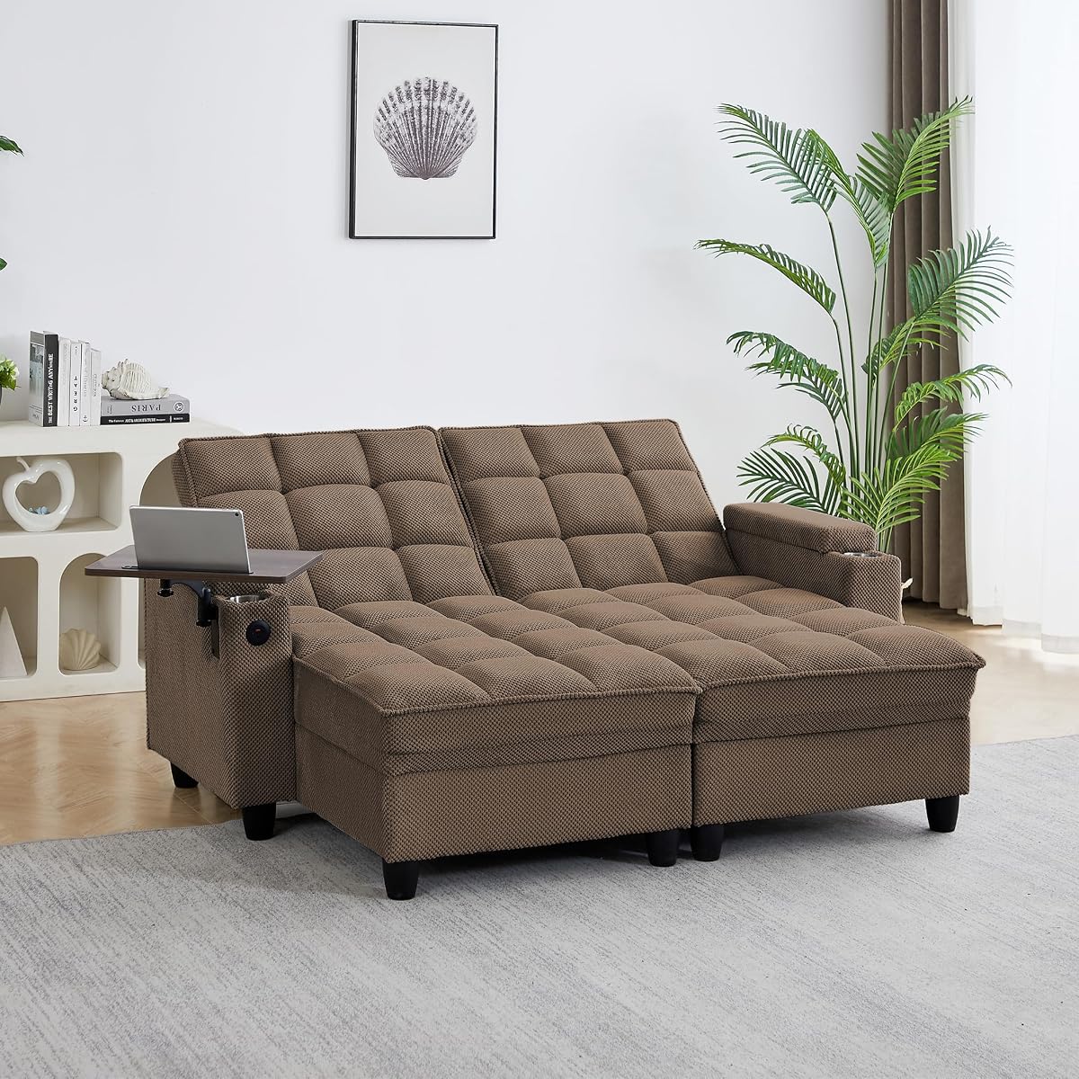 70.9" Chaise Lounge Chair Indoor, Oversized Boucle Upholstered Sofa Bed
