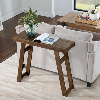 Lawas Solid Wood Console Table - 36 Inch Modern Farmhouse Small Entryway Table - Easy Assembly Living Room Furniture for Behind The Couch, Entryway, or Hallway (Brown)